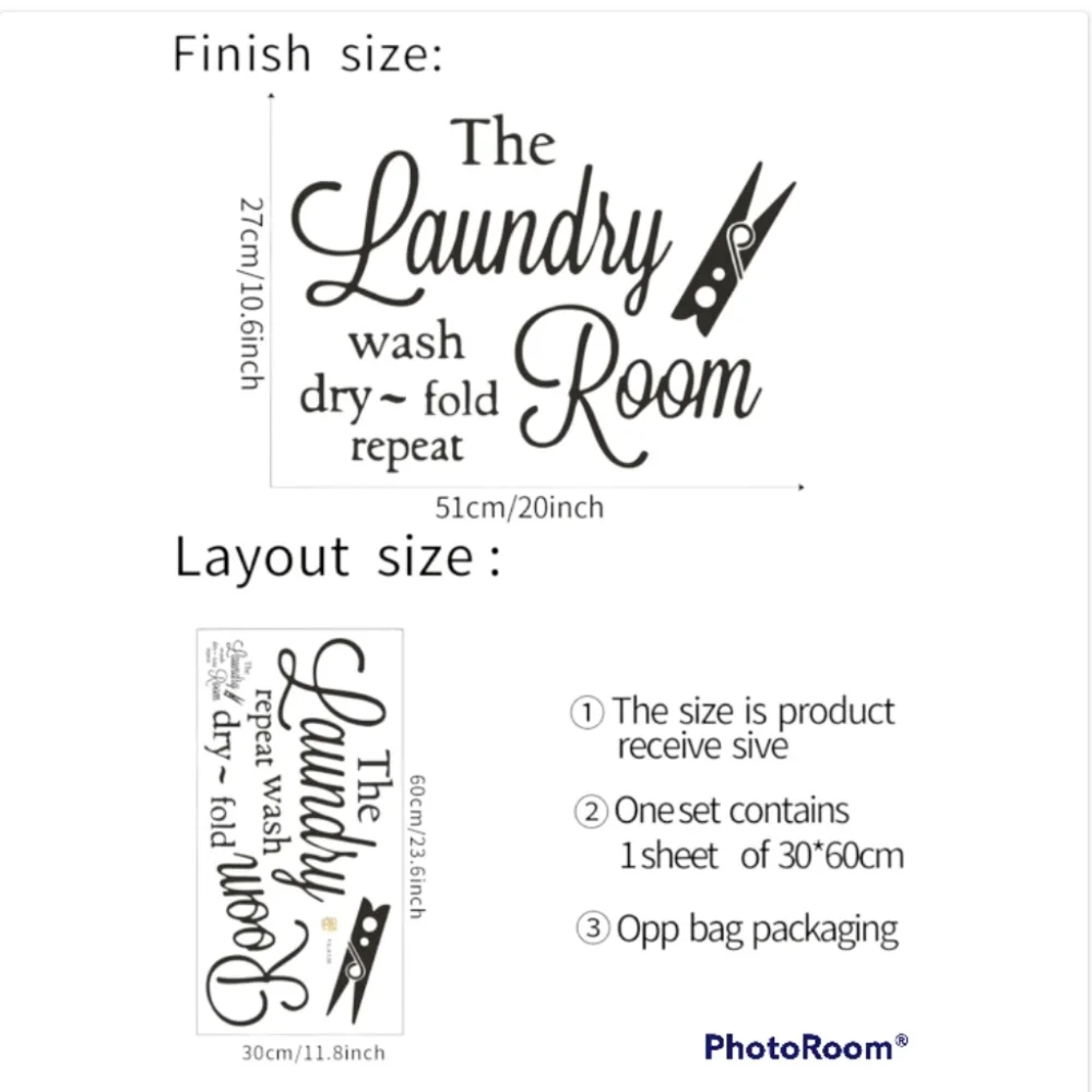 Laundry Wash Dry Fold Graphic Wall Sticker
